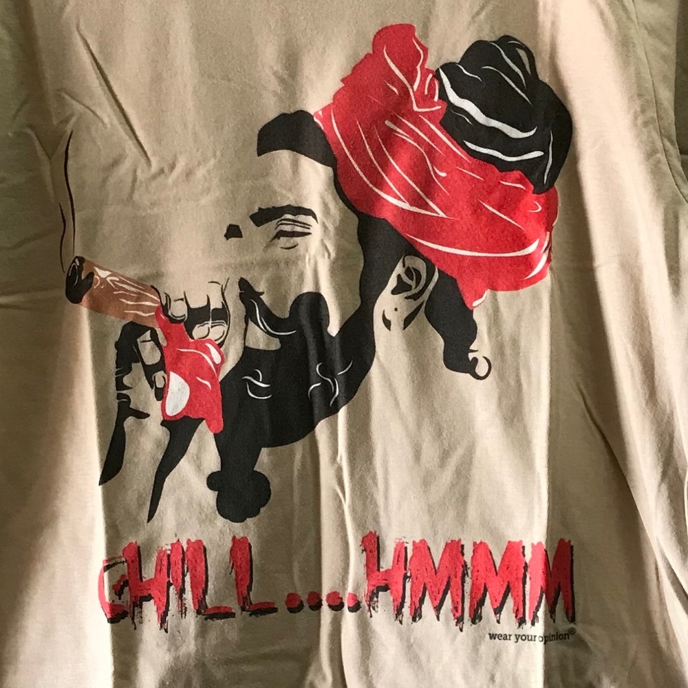 NWOT Chill...Hmmm - Sand Cotton Men's Med T-Shirt Sadhu India Gildan Graphic Tee